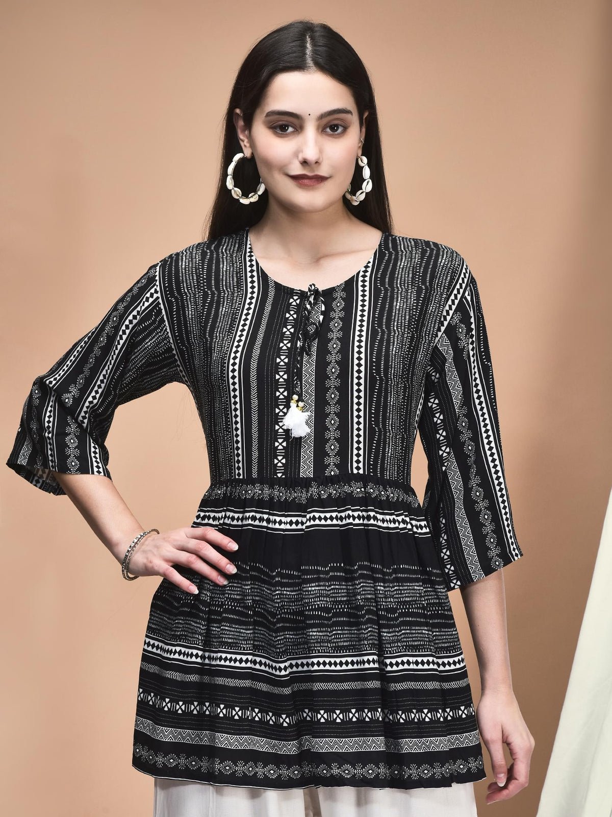 Liva Black Printed Tunic