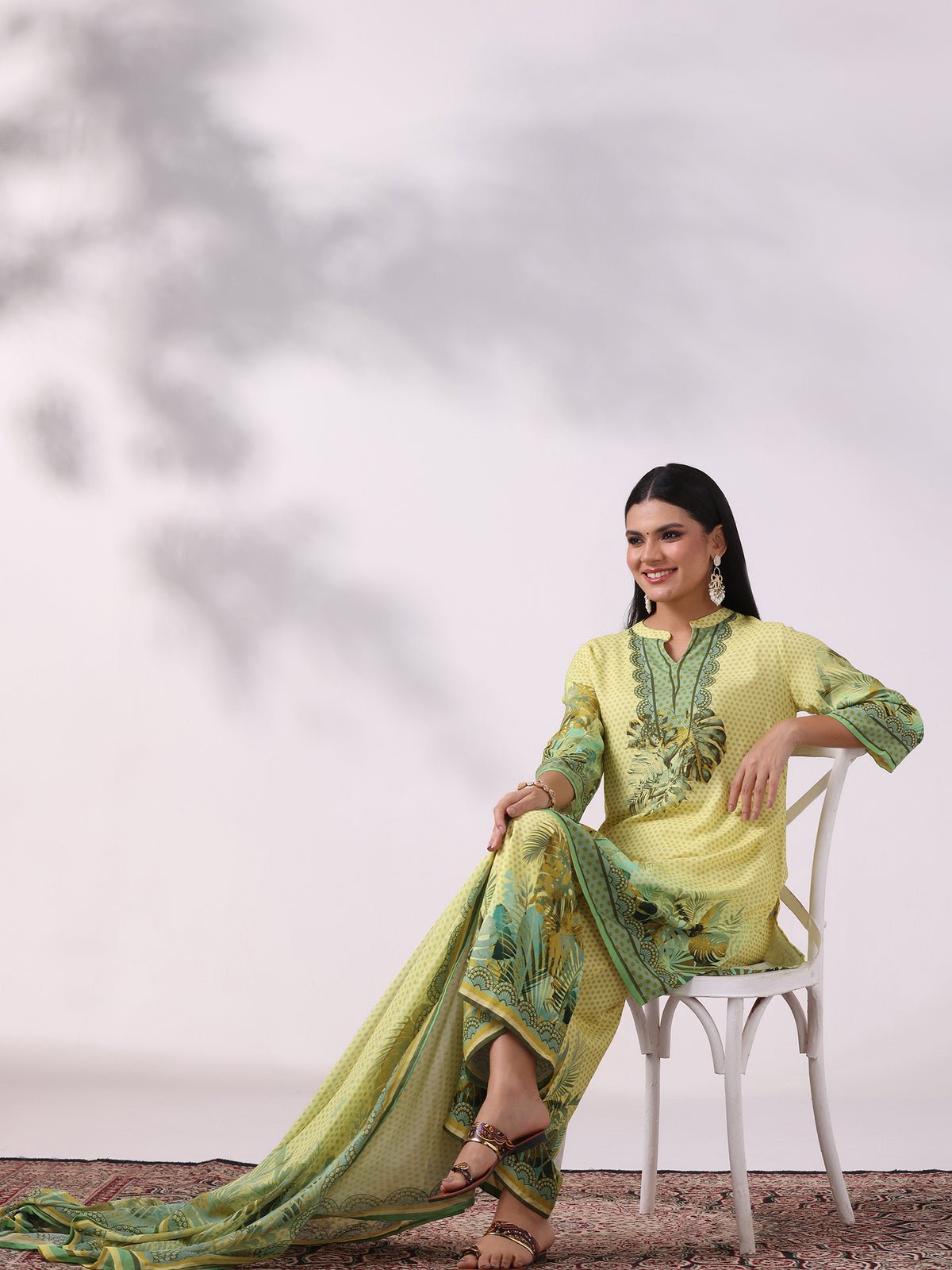 Liva Yellow Printed Kurta Comfort Pant Dupatta