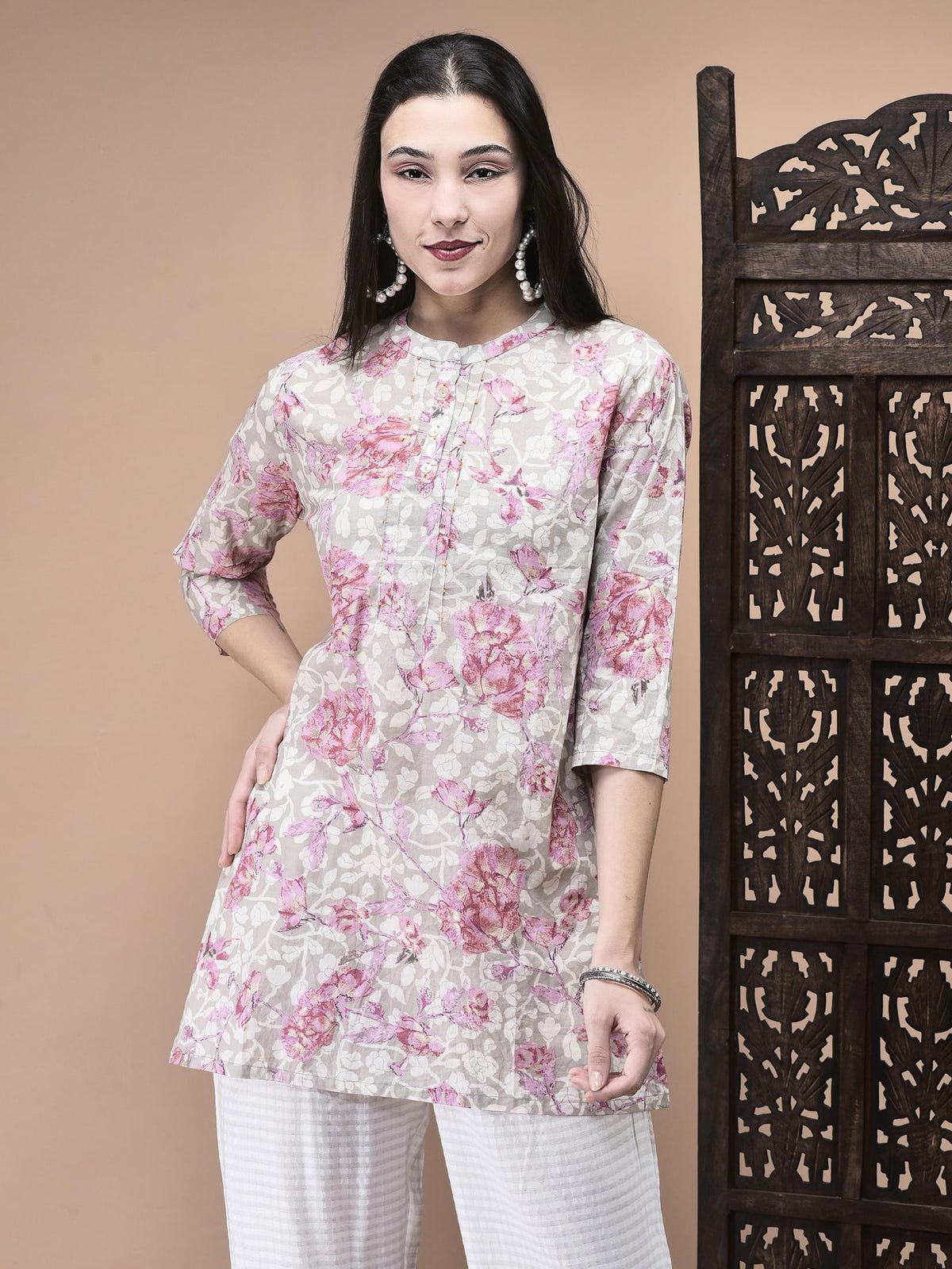 Cotton Multicolor Floral Print Tunic