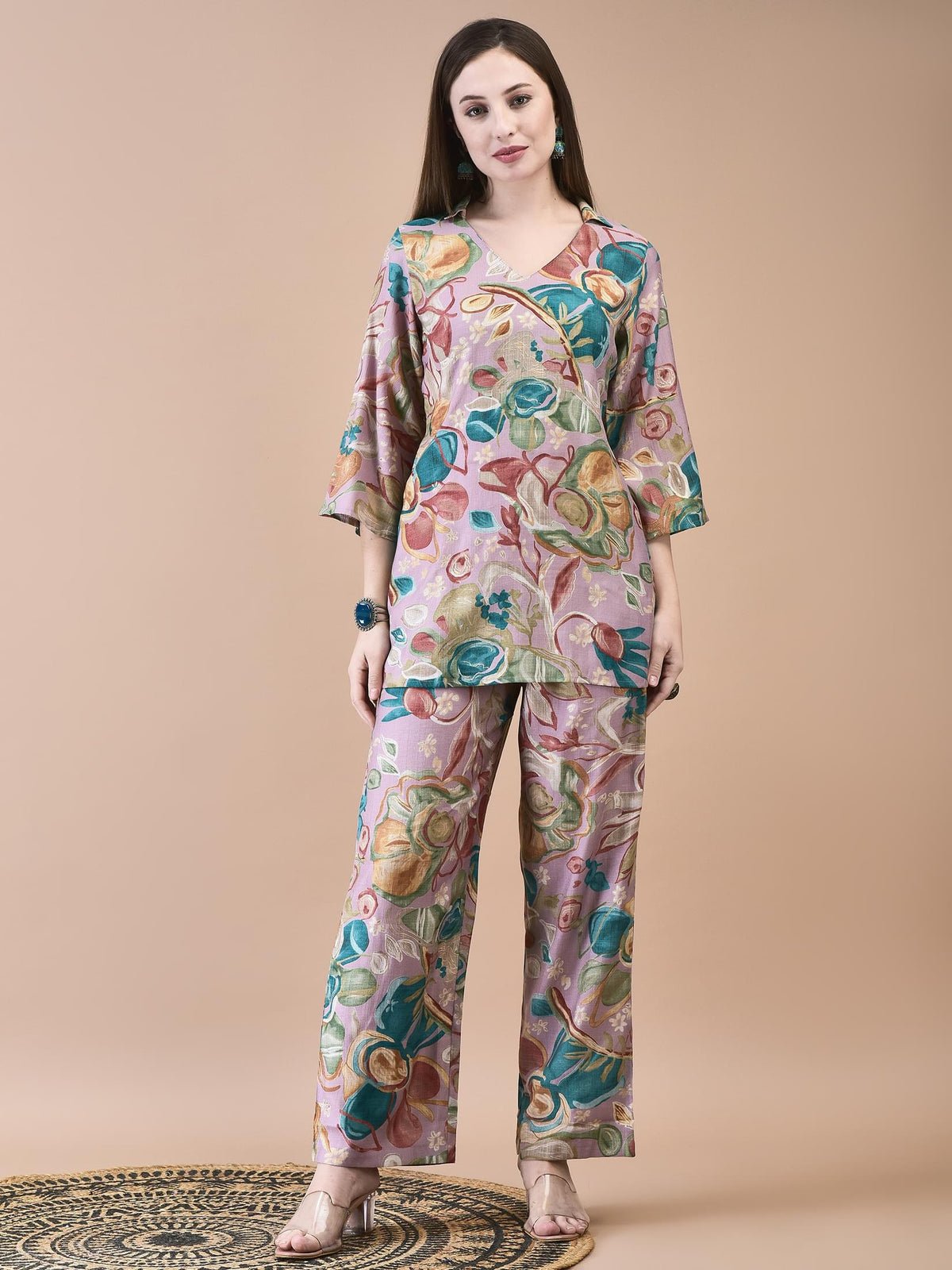 Liva Lilac Abstract Print Co-Ord Set